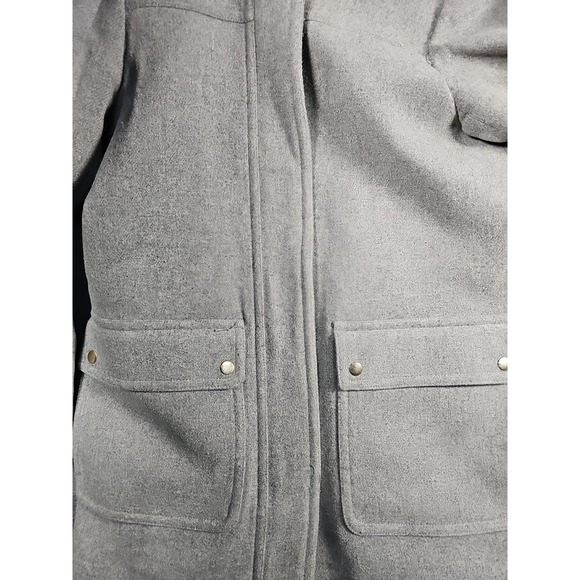 J.Crew Vail Faux Fur Trim Hooded Wool Blend Coat Womens 6 Grey E3931 - Picture 10 of 11